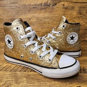 Converse Gold Glitter Sparkle High Top All star Sneaker size 1
